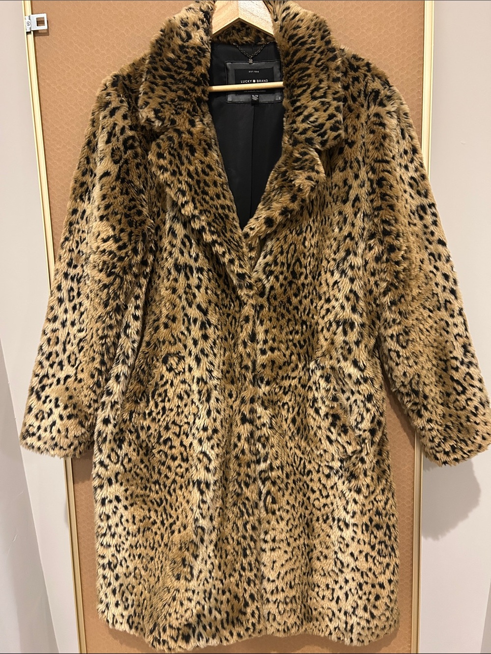 Lucky Brand Women’s Faux Fur Leopard Coat